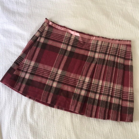 Vintage Red Wool Plaid Skirt - Picture 1 of 4